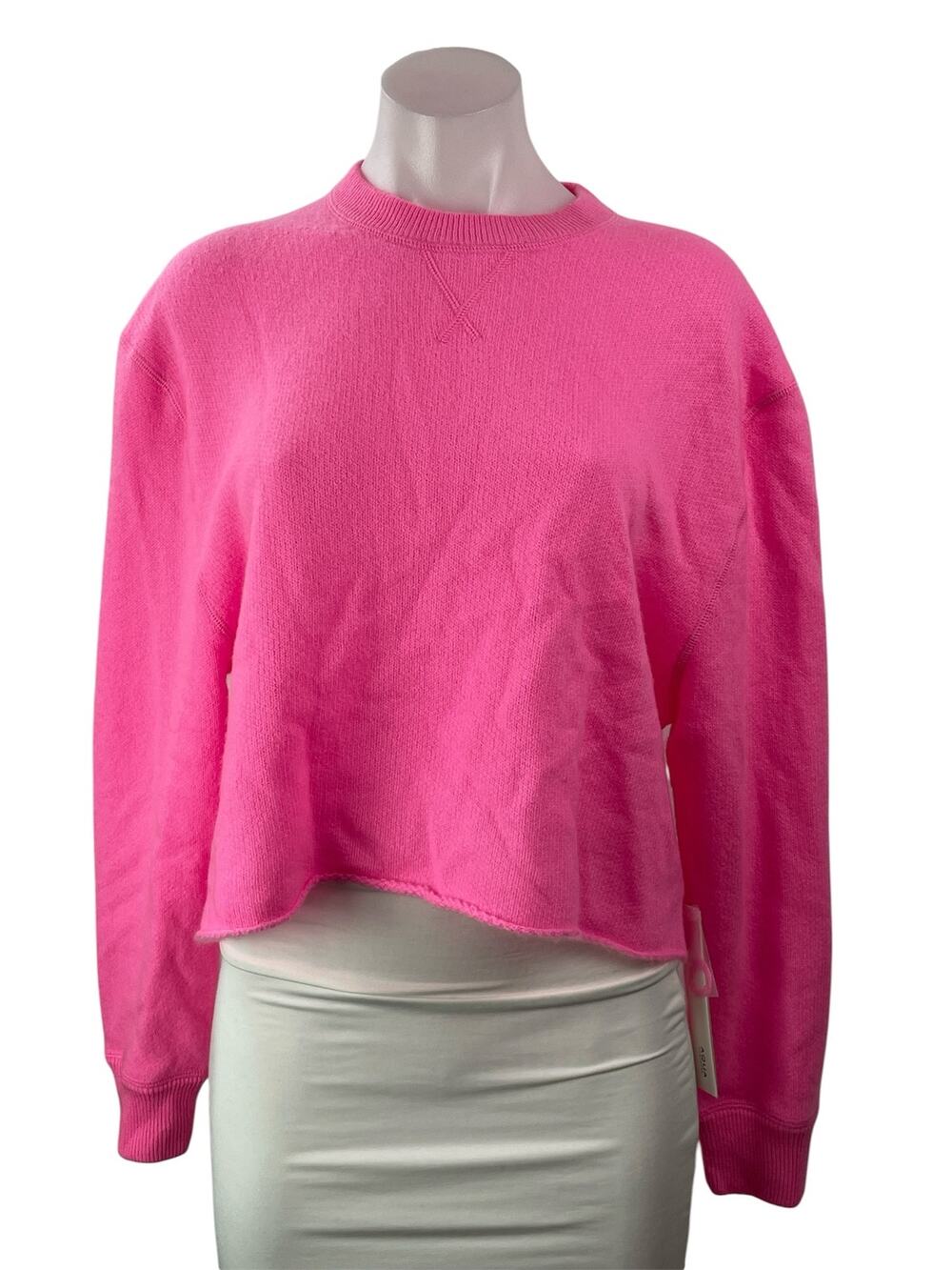 NEW Aqua Women's Pink Cashmere Long Sleeves Cropped Pullover Sweater Top Size S